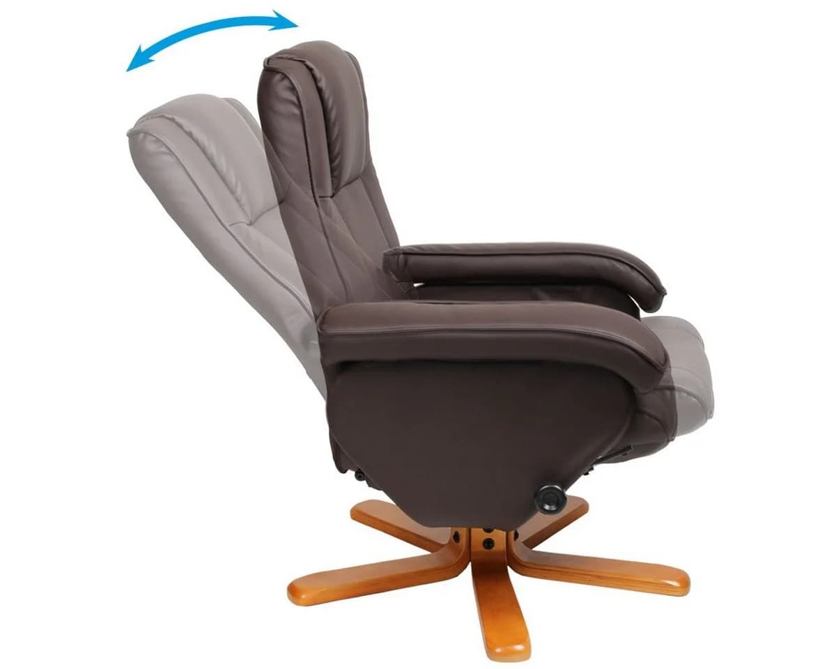 SVITA Relaxsessel CHARLES mit Hocker, 360° drehbar, Braun