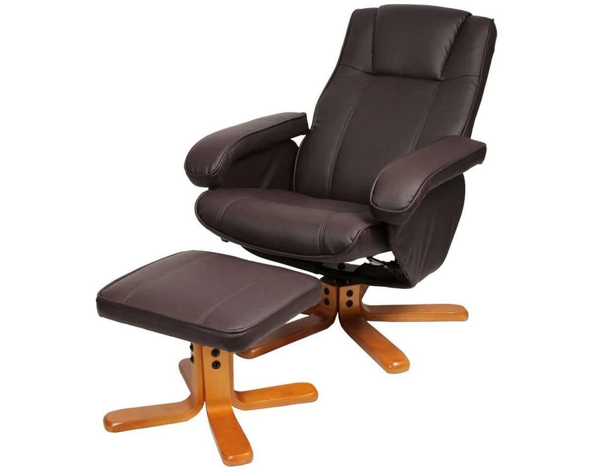 SVITA Relaxsessel CHARLES mit Hocker, 360° drehbar, Braun - Bild 3