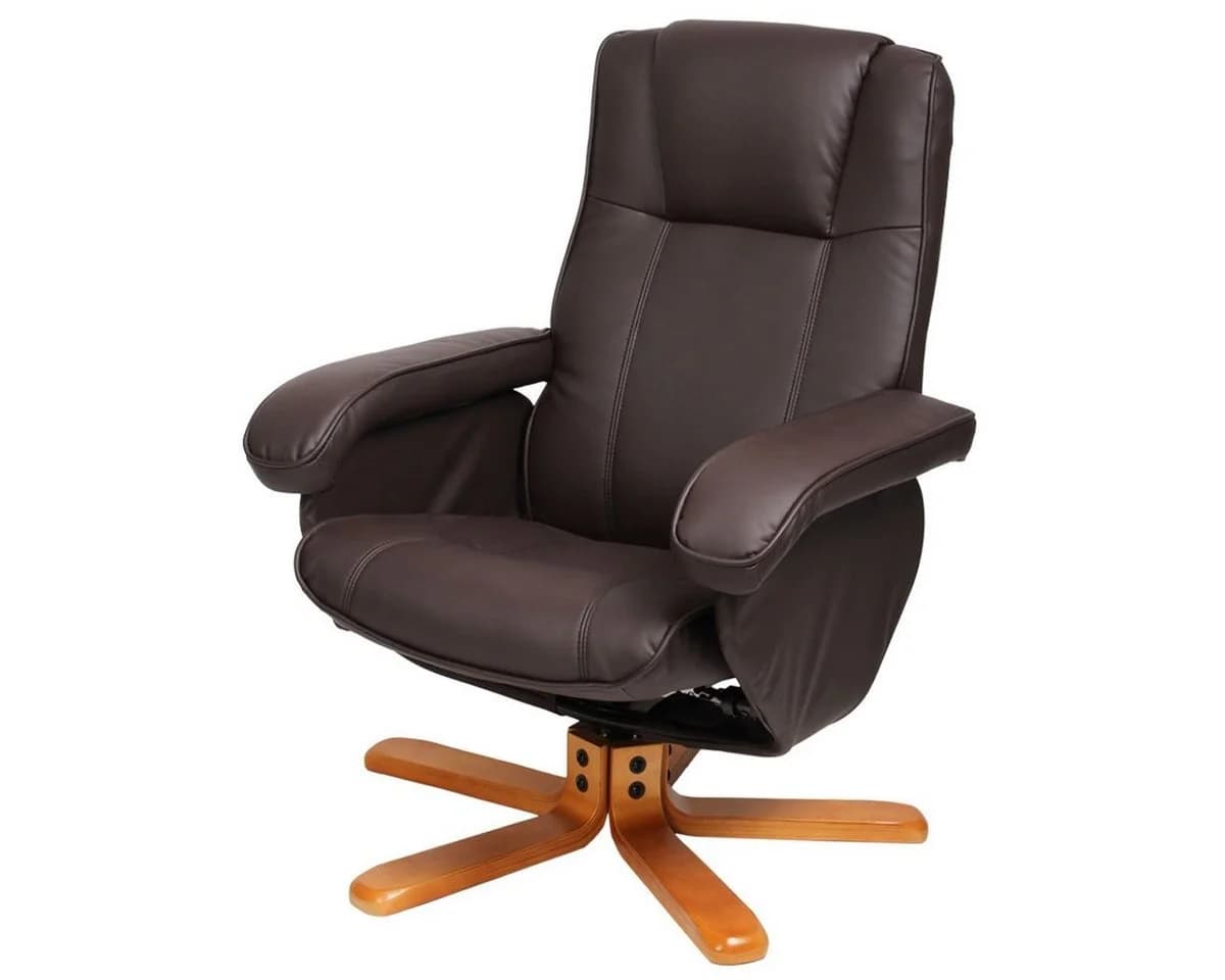 SVITA Relaxsessel CHARLES mit Hocker, 360° drehbar, Braun - Bild 5