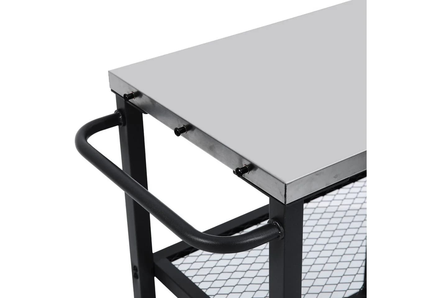 TAINO NETIS Grillwagen Schwarz mit Edelstahl-Arbeitsplatte & Rollen - Bild 5