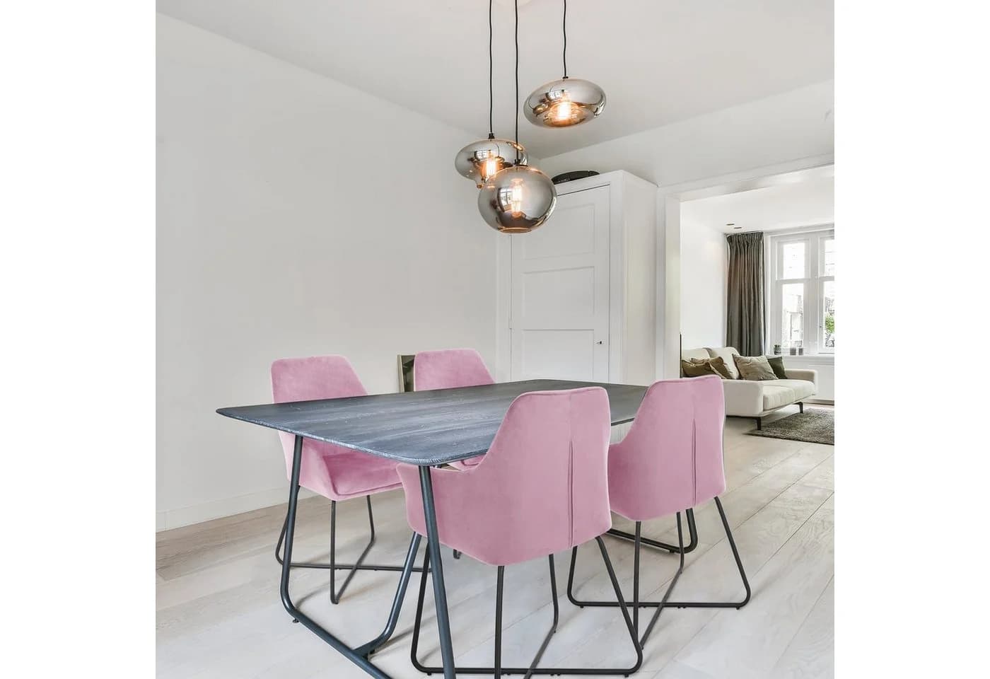 SVITA Esszimmersessel JOSIE DINING 2er Set Rosa Samt