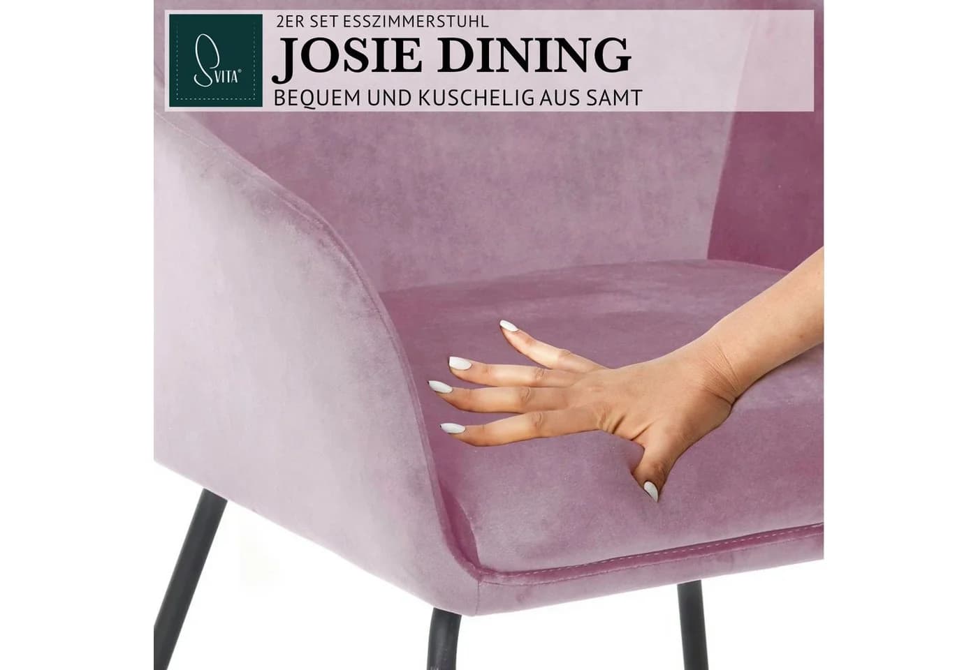 SVITA Esszimmersessel JOSIE DINING 2er Set Rosa Samt - Bild 4