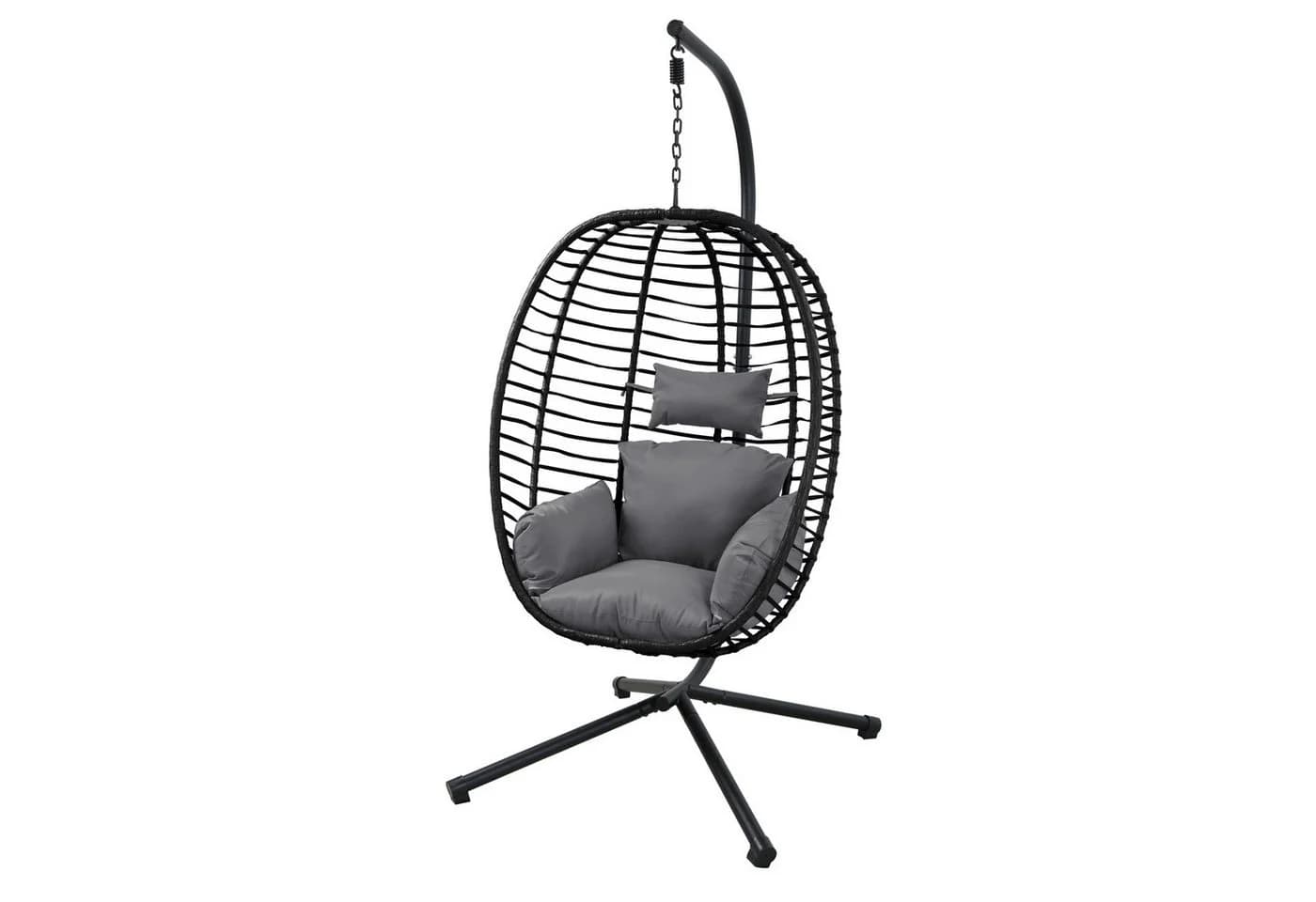 SVITA Hängesessel BELLY mit Gestell & Kissen - Schwarz Polyrattan - Bild 2