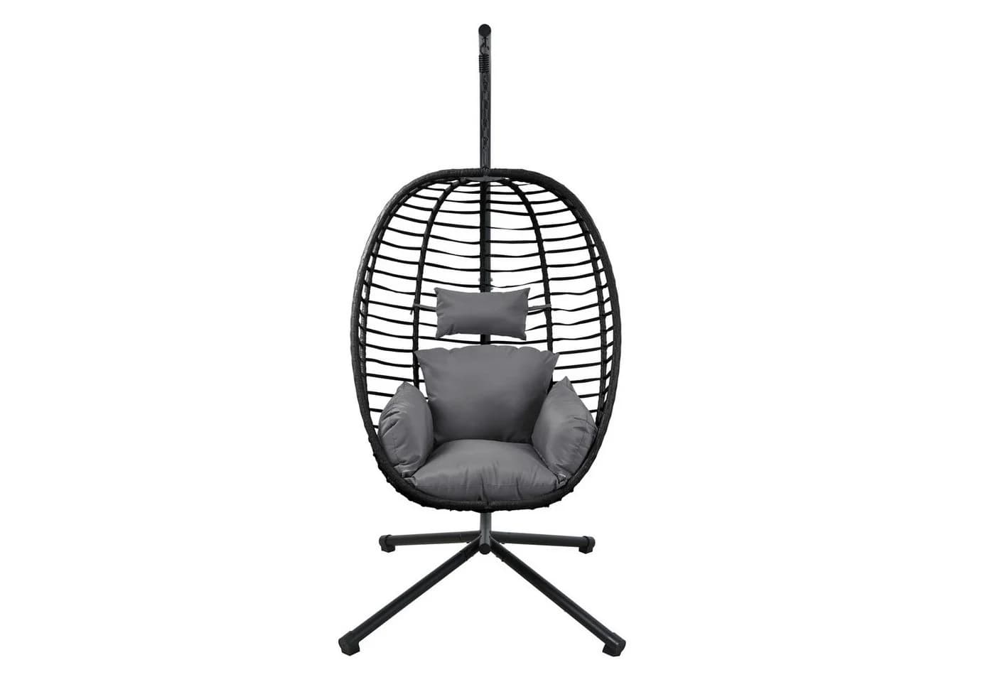 SVITA Hängesessel BELLY mit Gestell & Kissen - Schwarz Polyrattan - Bild 3