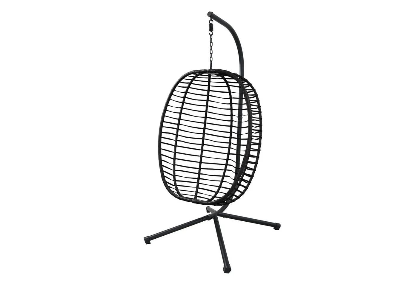 SVITA Hängesessel BELLY mit Gestell & Kissen - Schwarz Polyrattan - Bild 4