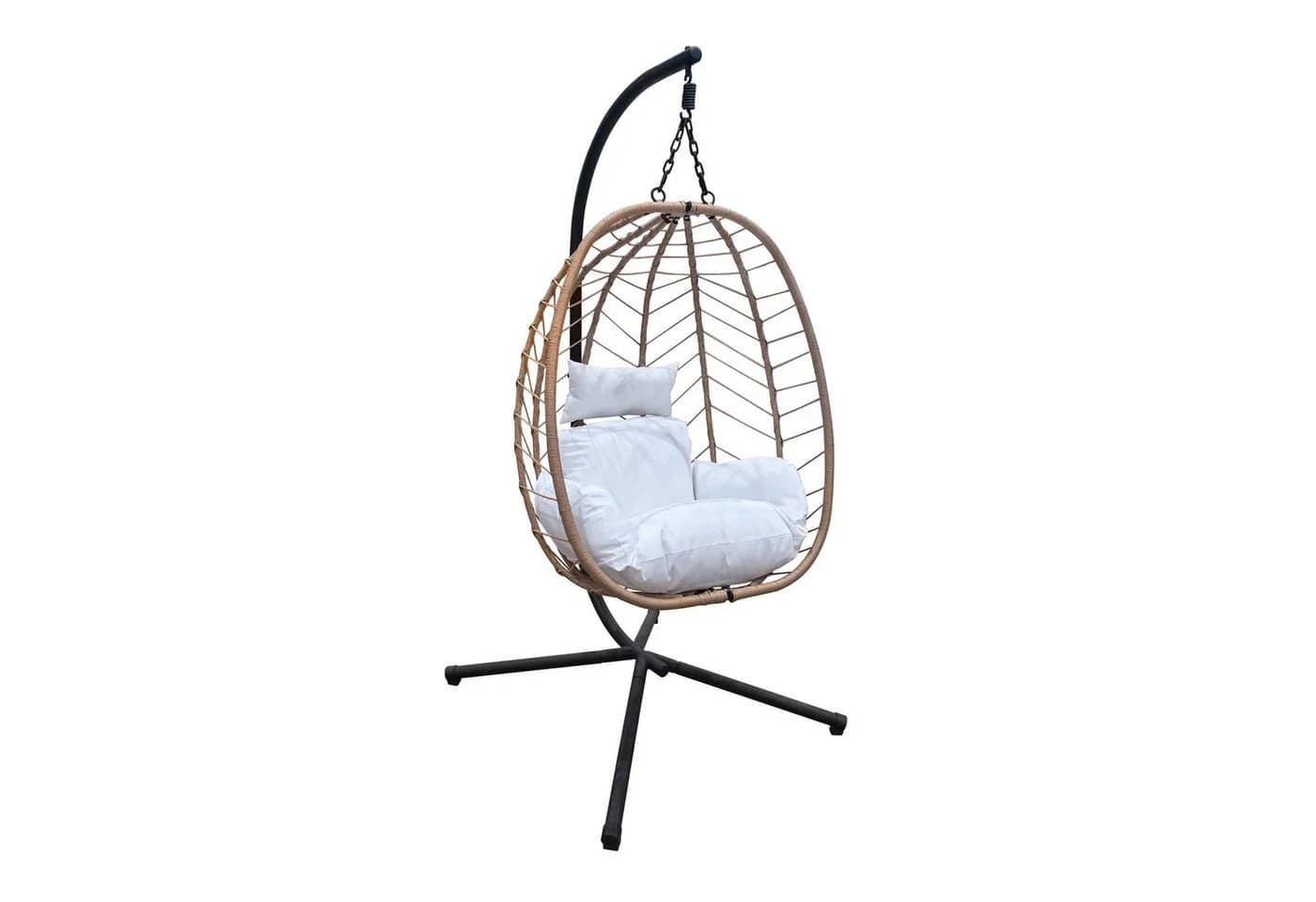 SVITA Hängesessel SHELLY mit Gestell Polyrattan Schwarz/Weiß - Bild 2