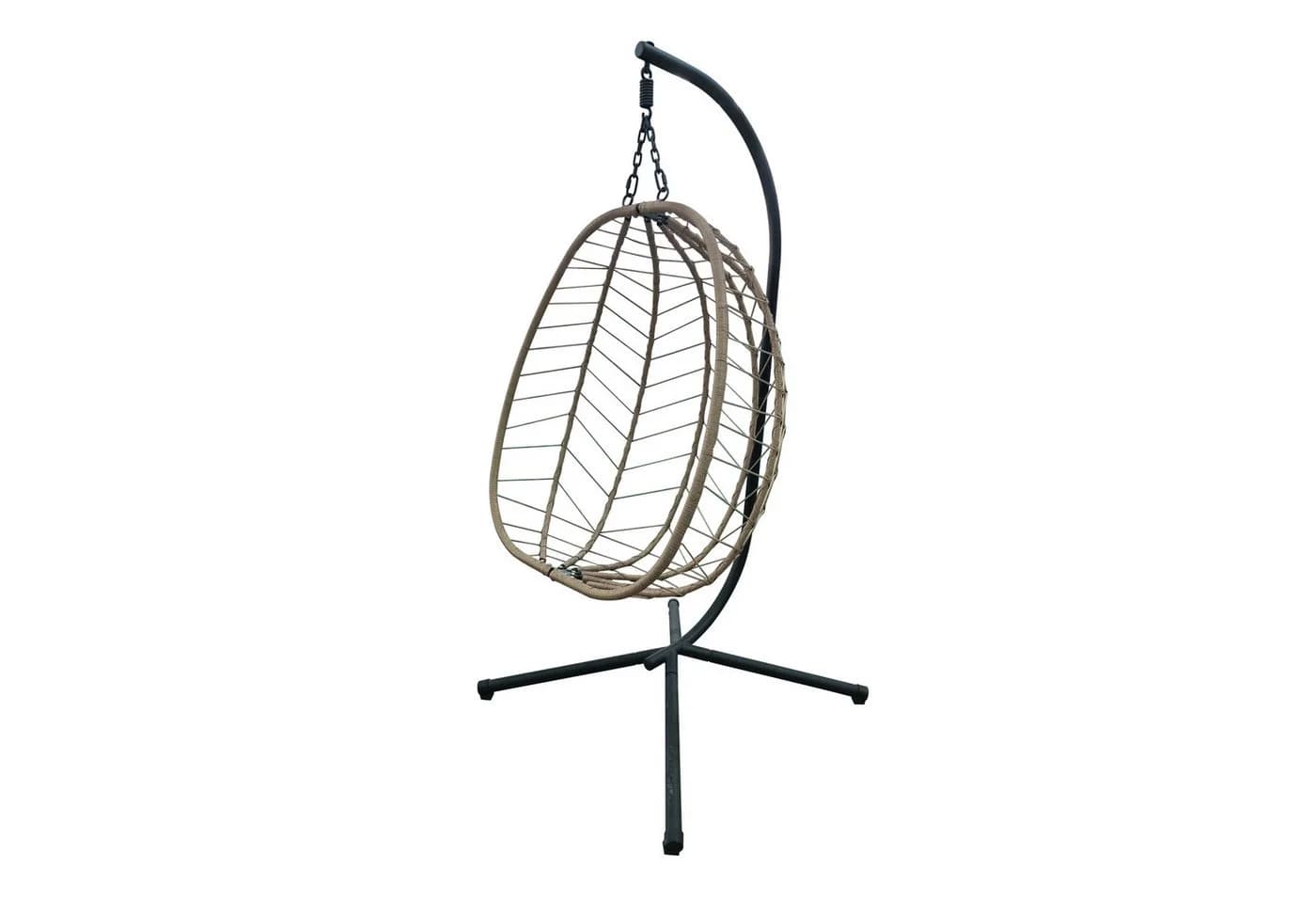 SVITA Hängesessel SHELLY mit Gestell Polyrattan Schwarz/Weiß - Bild 5
