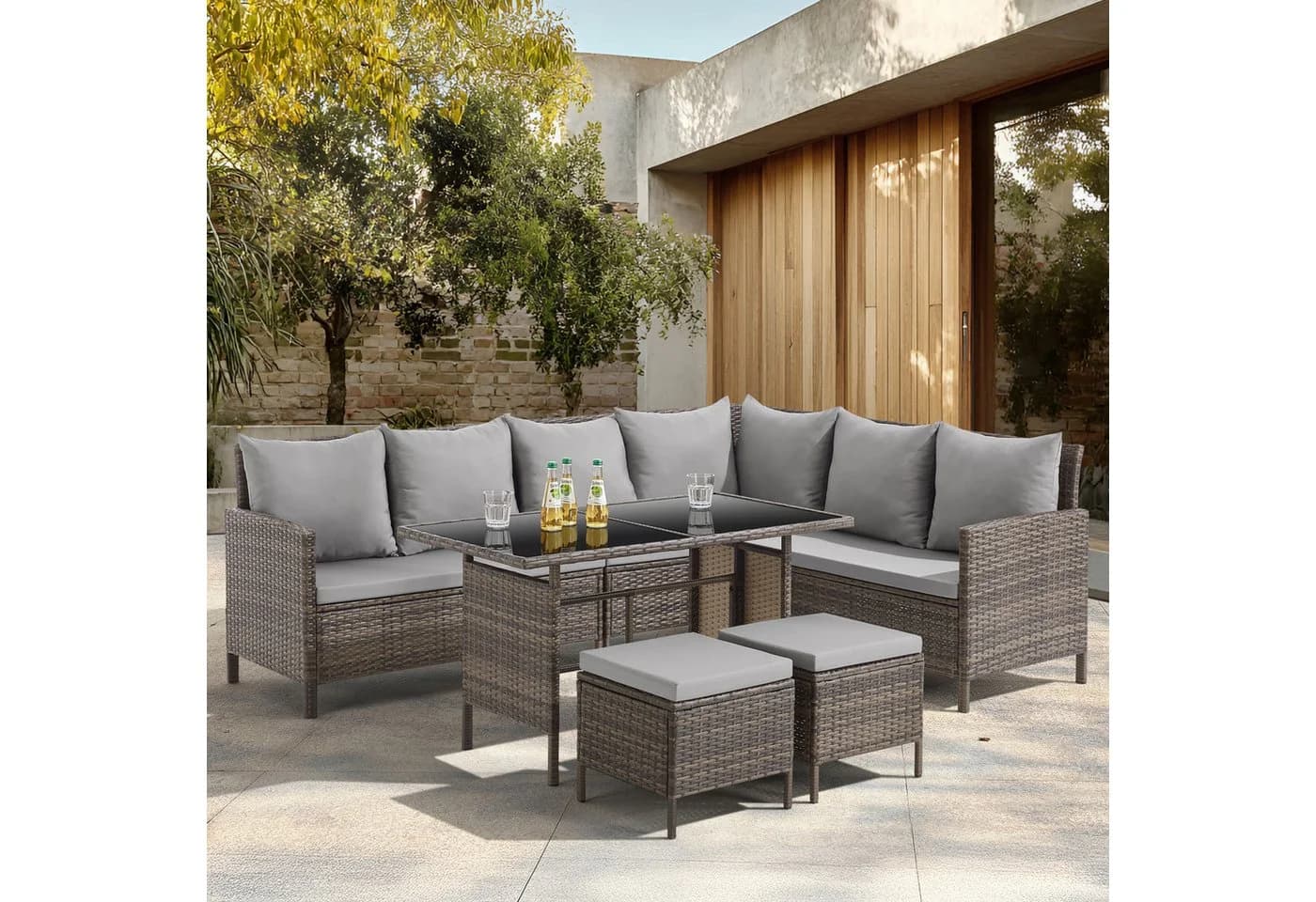 SVITA Gartenlounge-Set MADISON 2-tlg. Braun/Grau mit Kissen