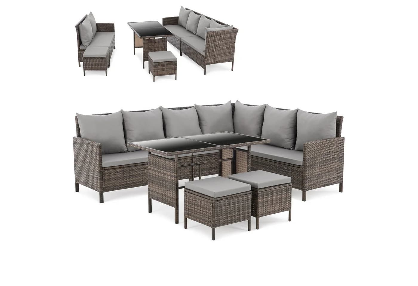 SVITA Gartenlounge-Set MADISON 2-tlg. Braun/Grau mit Kissen - Bild 2
