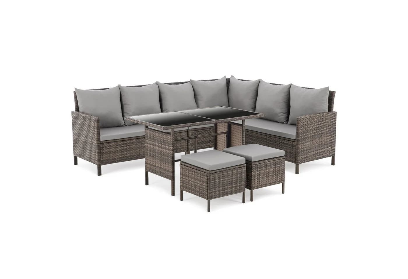 SVITA Gartenlounge-Set MADISON 2-tlg. Braun/Grau mit Kissen - Bild 5