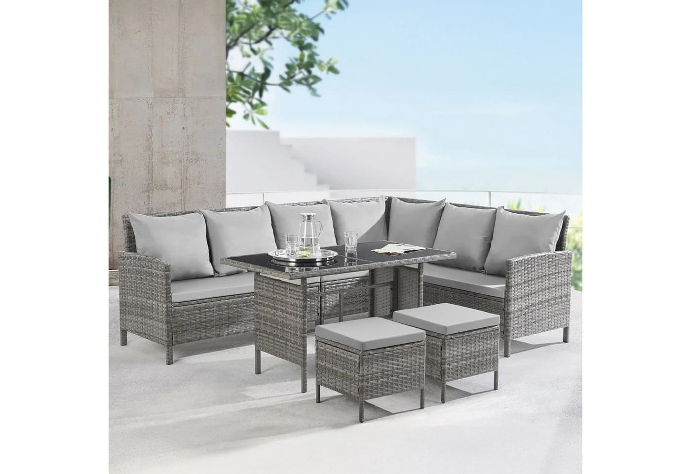 SVITA Gartenlounge-Set MADISON 2-tlg. Lounge mit Tisch Polyrattan