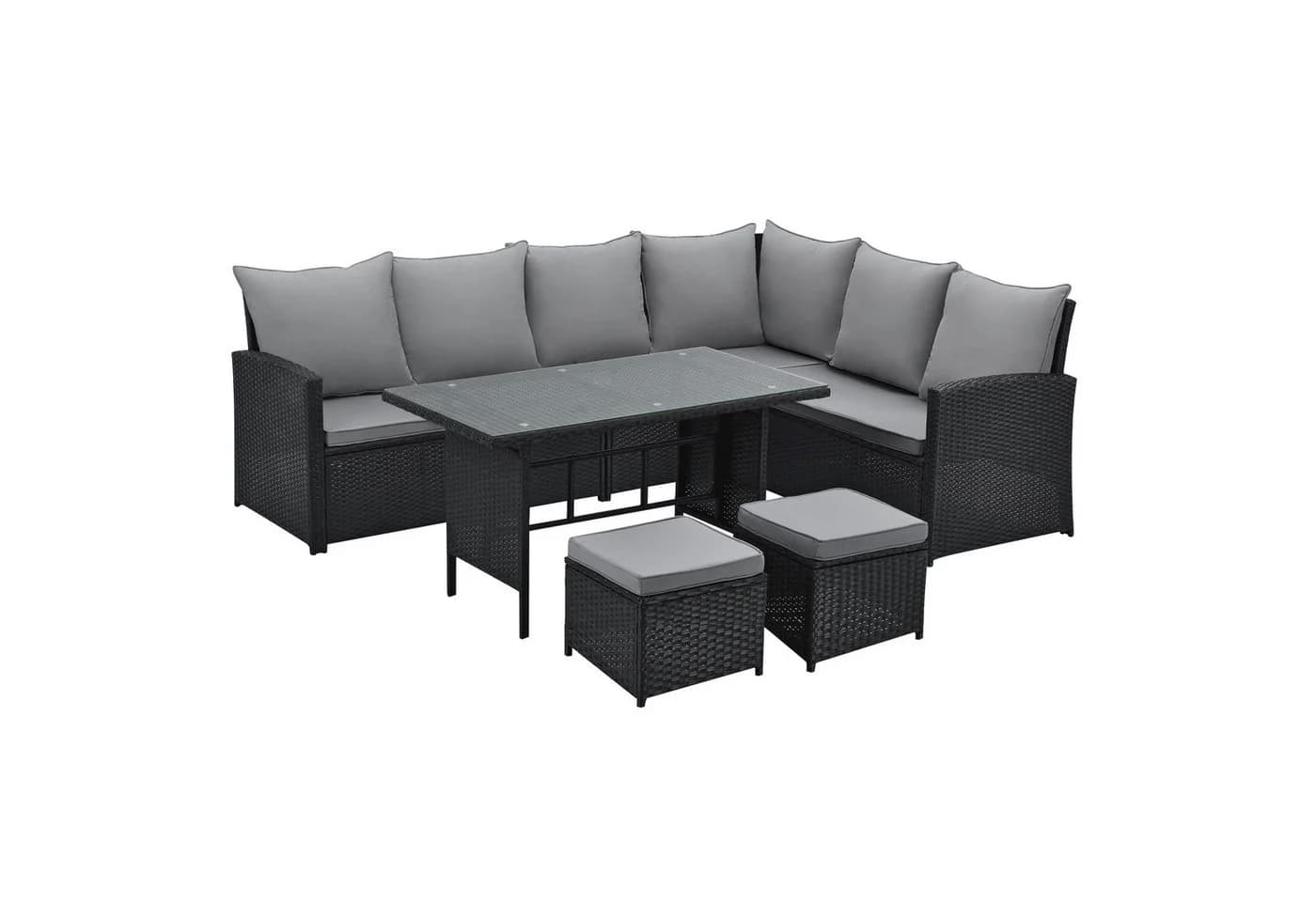SVITA Loungeset MONROE 4-tlg. Gartenlounge Schwarz Grau Poly Rattan - Bild 2