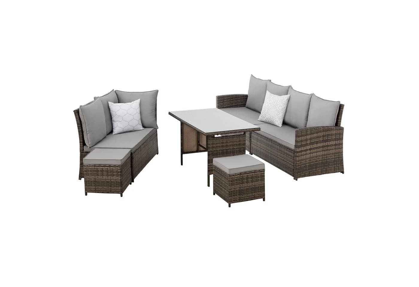 SVITA Loungeset MONROE 4-tlg. Gartenlounge Braun Poly Rattan