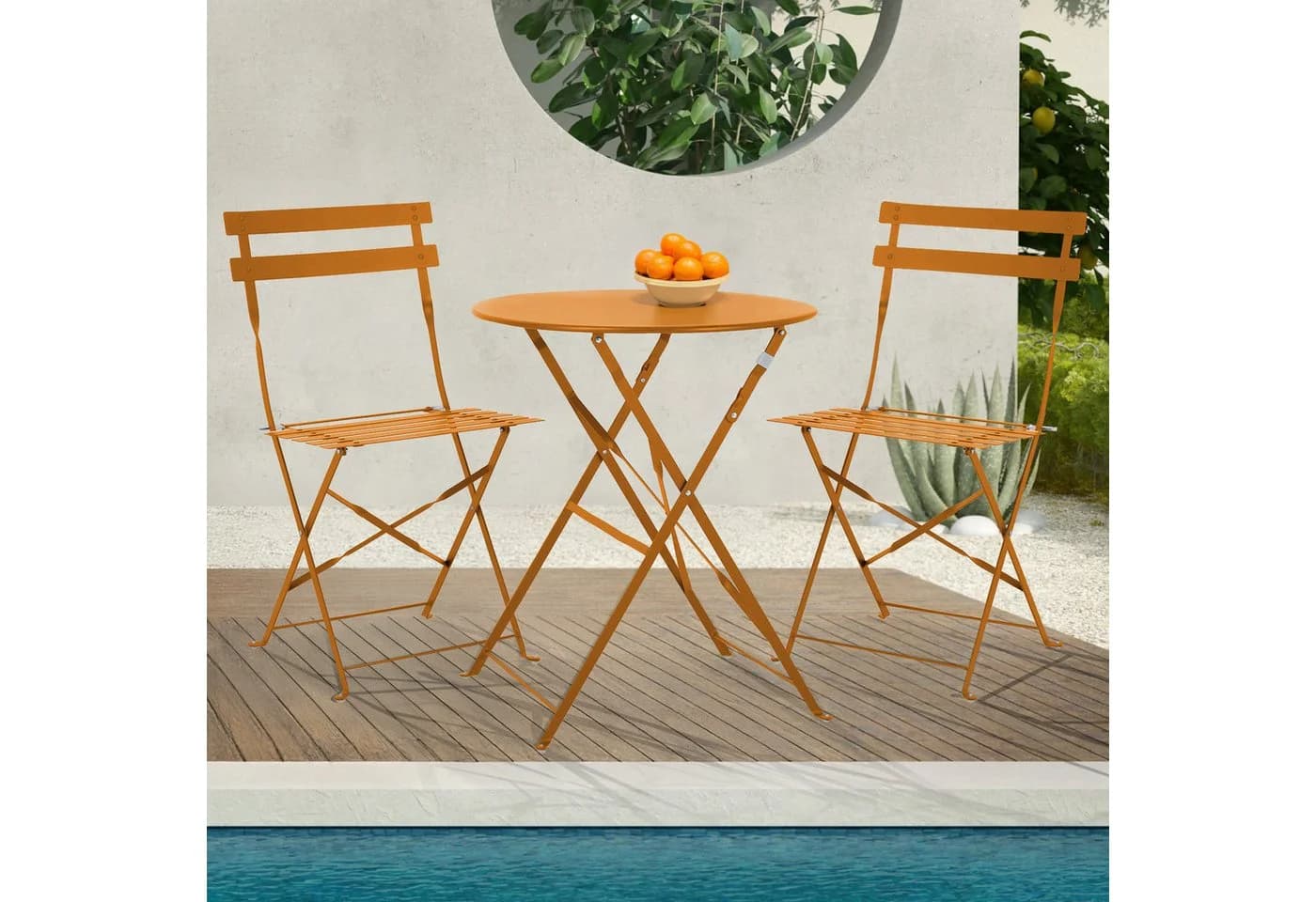 SVITA Balkonset BERLIN 3-tlg. Bistro-Set Orange Klappbar