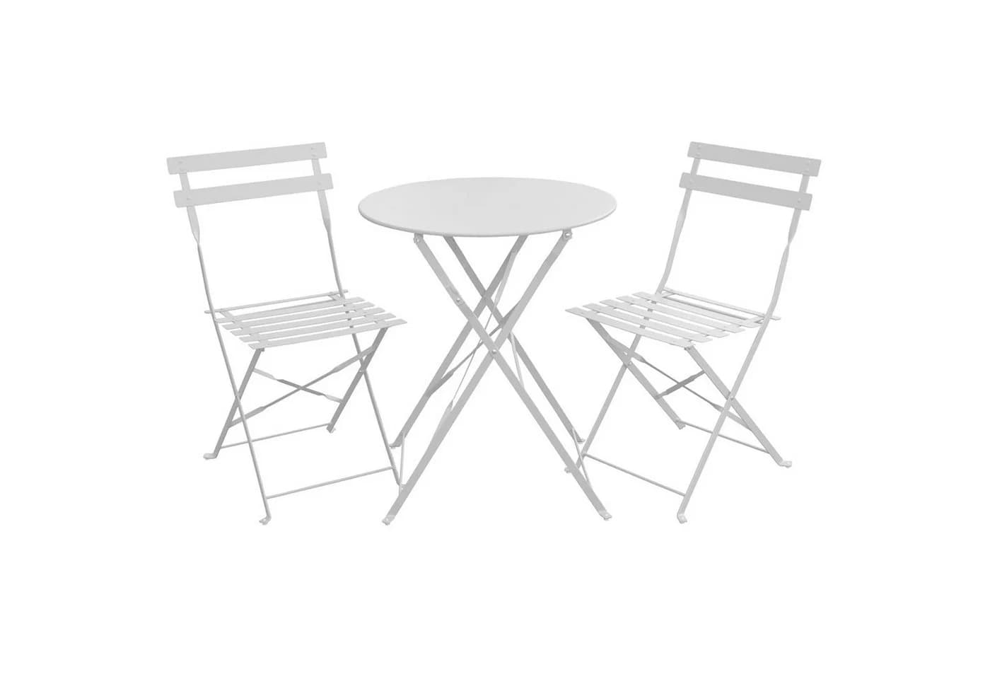 SVITA Bistro-Set BERLIN 3-tlg. Klappbar Weiß - Bild 2
