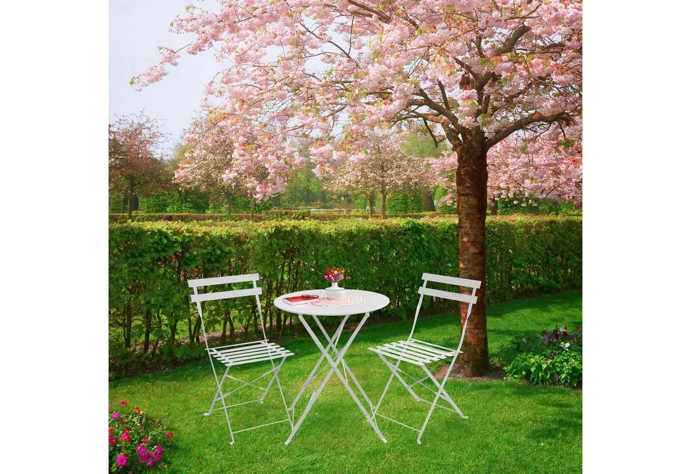 SVITA Bistro-Set BERLIN 3-tlg. Klappbar Weiß - Bild 4