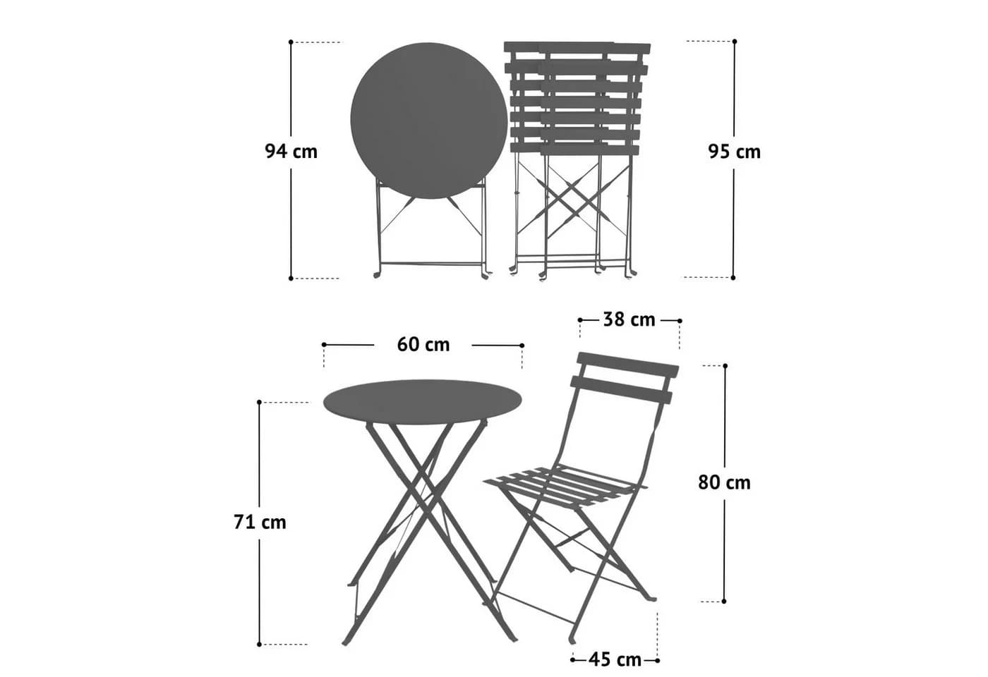 SVITA Bistro-Set BERLIN 3-tlg. Klappbar Weiß - Bild 5