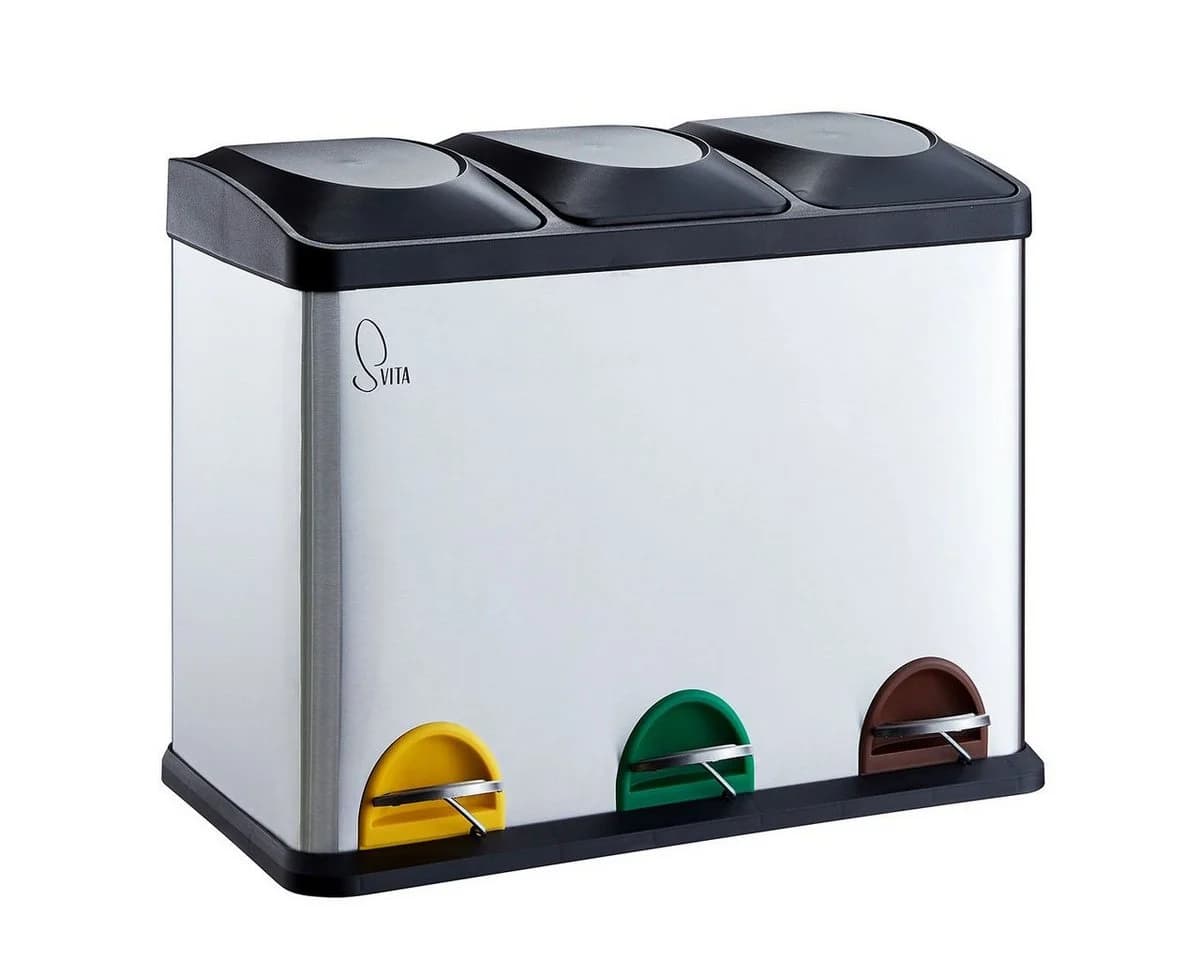 SVITA Mülltrennsystem TC3X15 Treteimer Edelstahl Silber - Bild 3