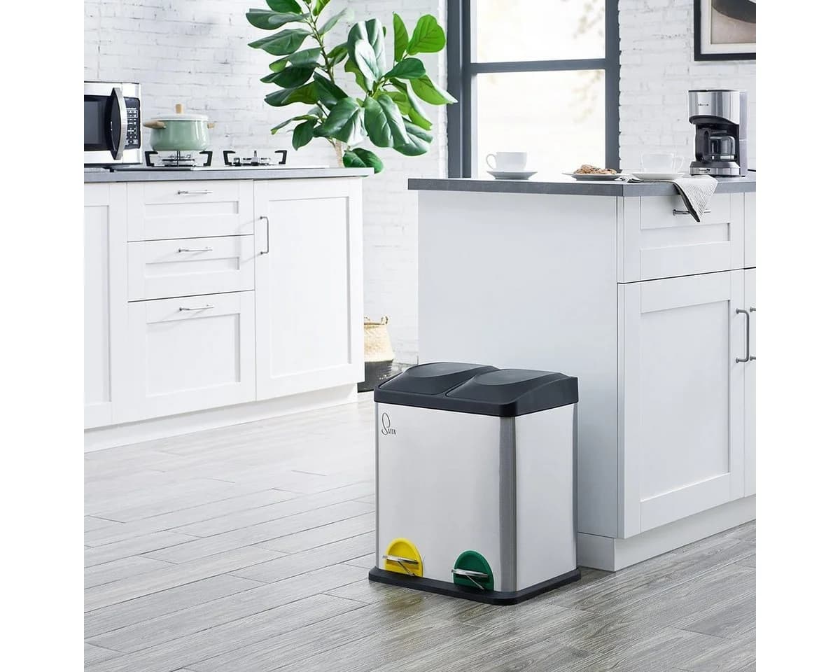 SVITA Mülltrennsystem TC2X15 Silber Edelstahl 2er Mülleimer