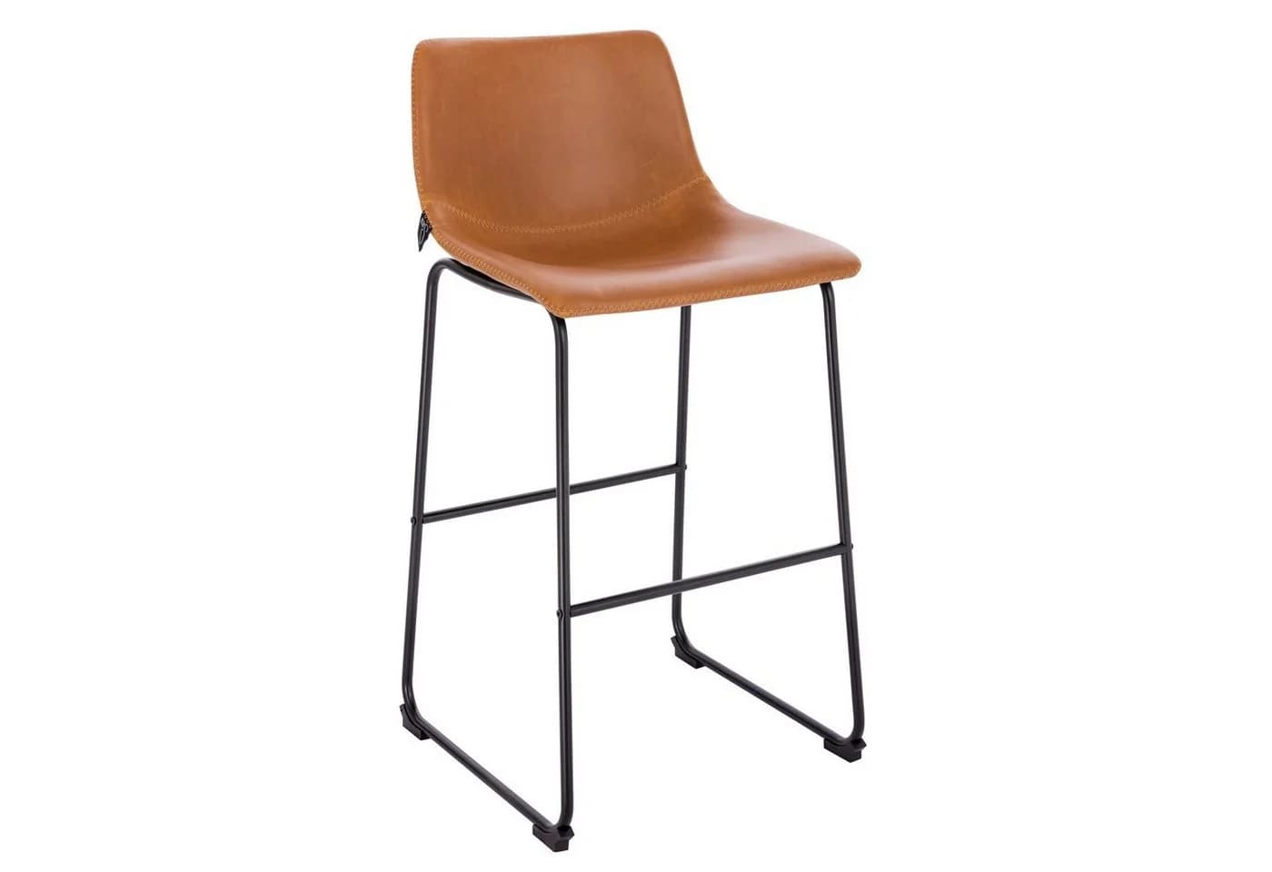SVITA Barhocker JOHN 2er-Set Cognac Kunstleder Metall