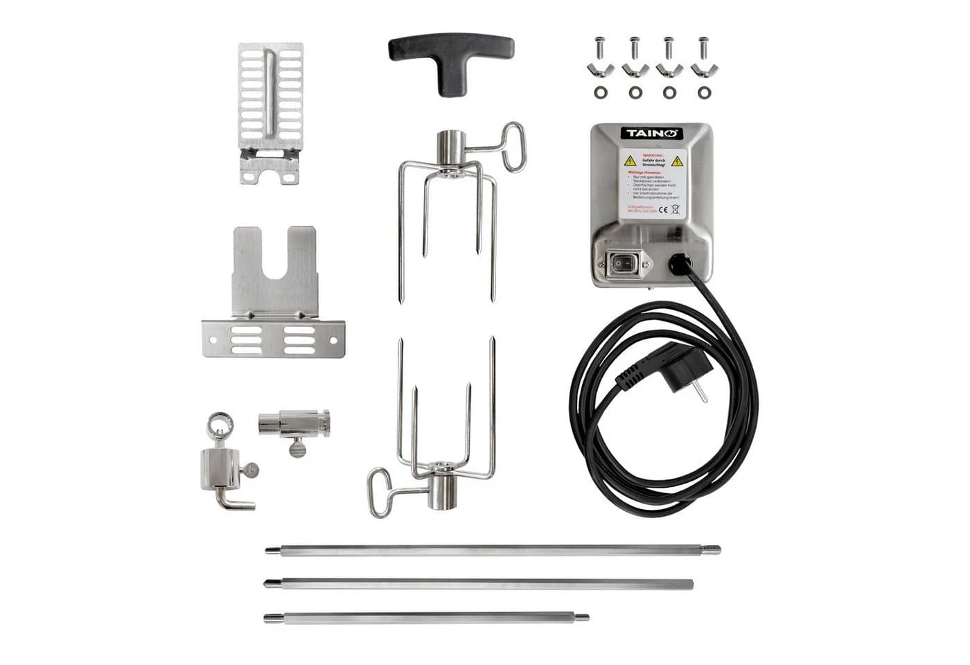 TAINO Grillspieß Drehspieß mit Motor Universal Edelstahl