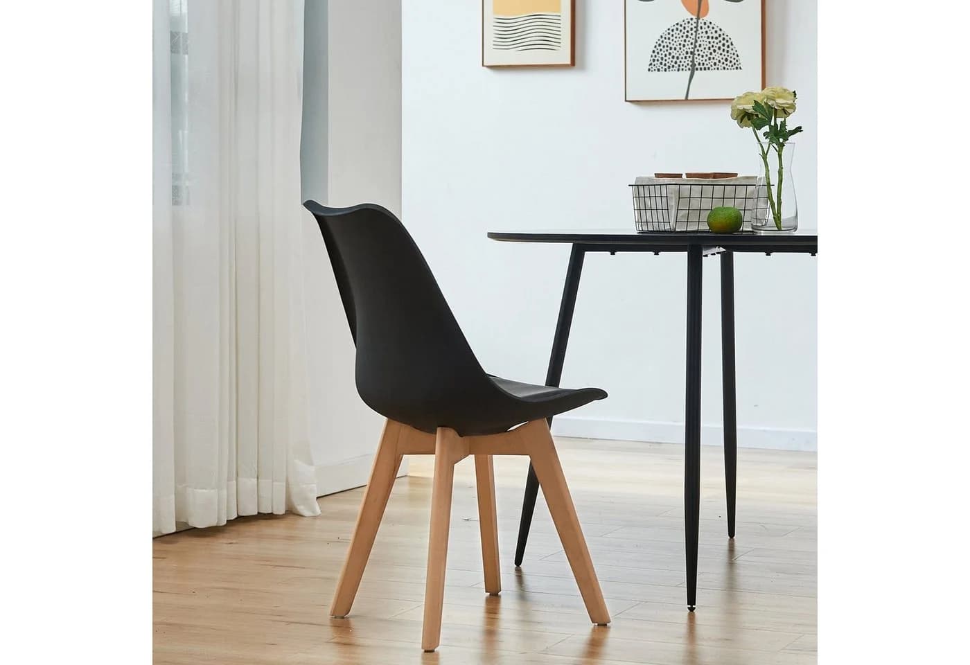 SVITA Esszimmerstuhl MATS 2er Set Schwarz Kunstleder Buchenholz - Bild 3