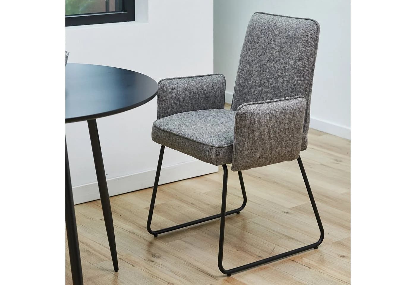 SVITA Esszimmerstuhl ALBA 2er Set Grau Stoff Metallbeine