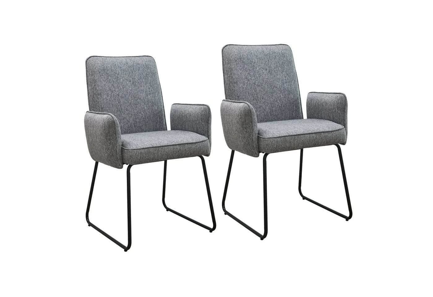 SVITA Esszimmerstuhl ALBA 2er Set Grau Stoff Metallbeine - Bild 2