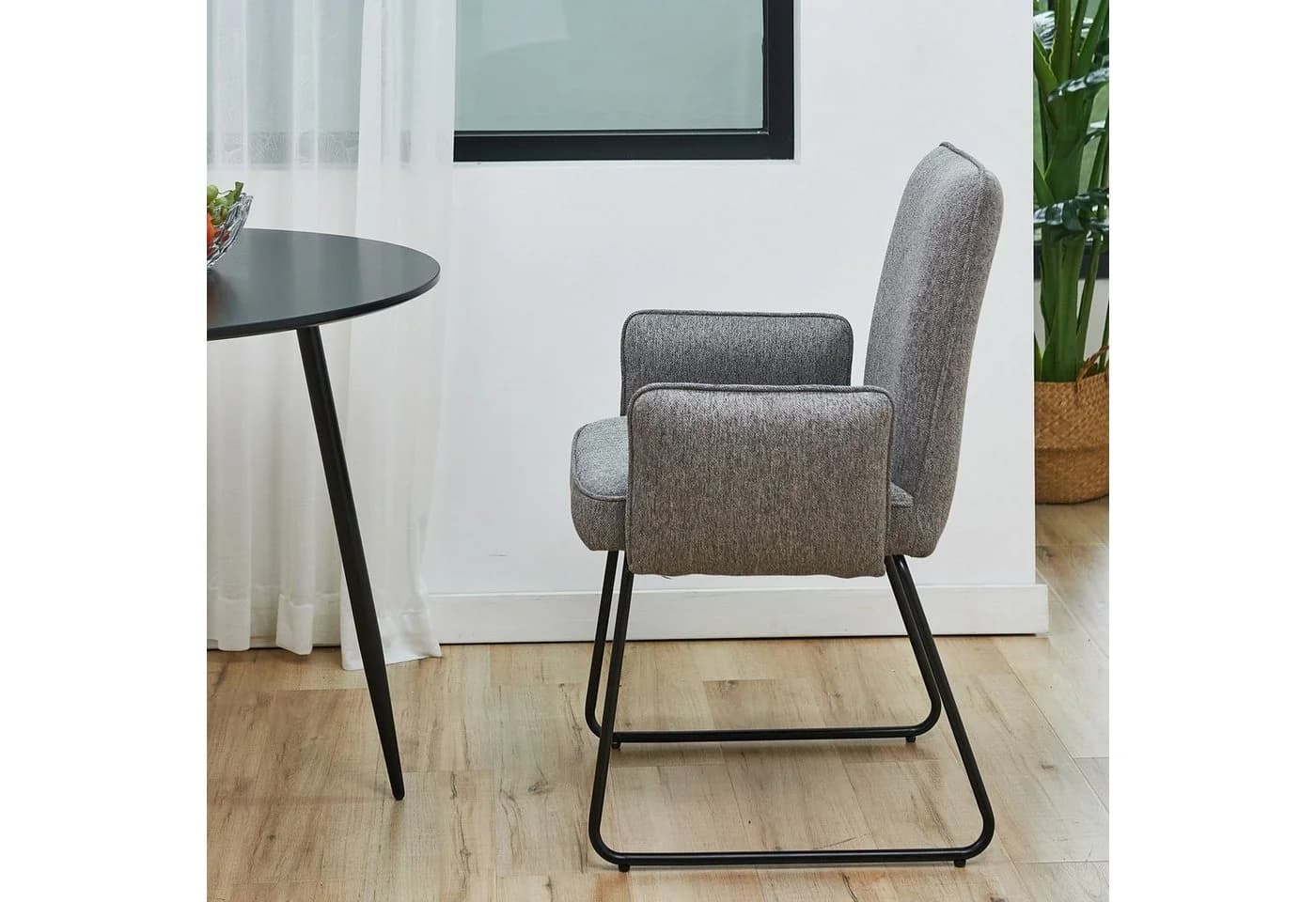 SVITA Esszimmerstuhl ALBA 2er Set Grau Stoff Metallbeine - Bild 3