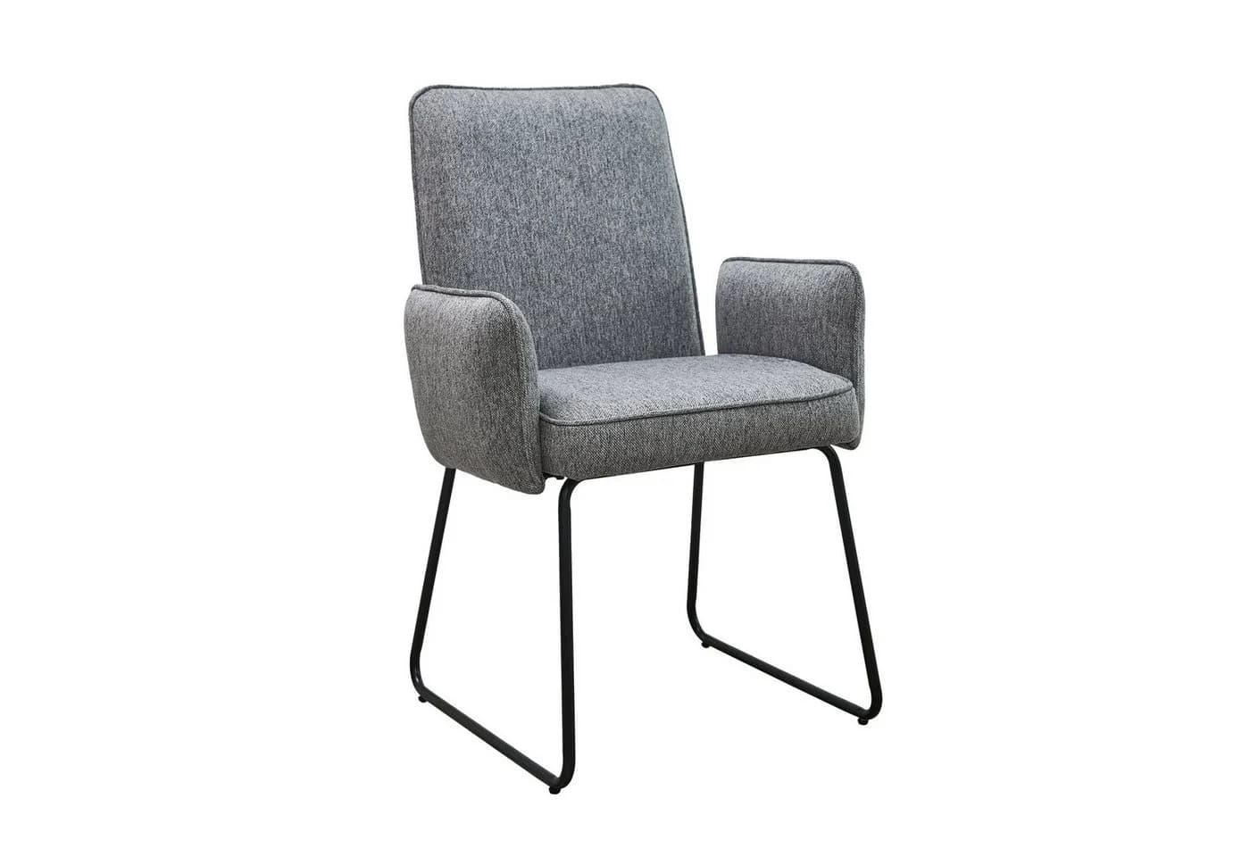 SVITA Esszimmerstuhl ALBA 2er Set Grau Stoff Metallbeine - Bild 4