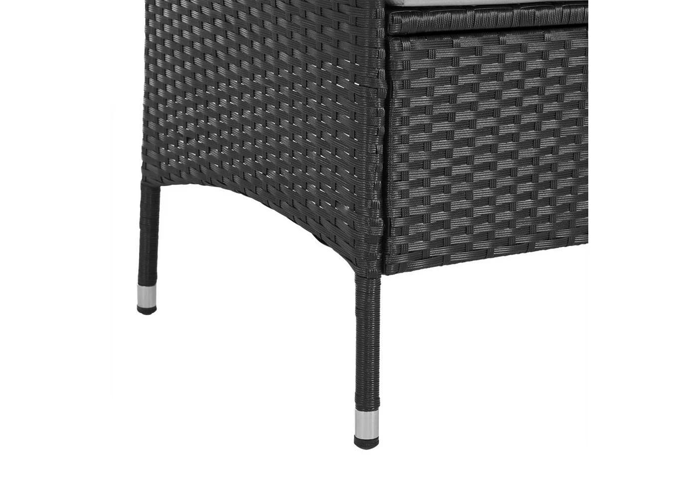 SVITA Gartenbank CHICAGO 2-Sitzer Polyrattan Schwarz mit Tisch - Bild 5