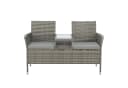 SVITA Gartenbank CHICAGO 2-Sitzer Grau Polyrattan mit Tisch Bild 3