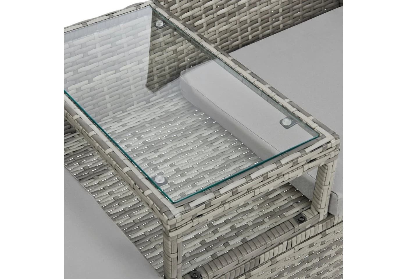 SVITA Gartenbank CHICAGO 2-Sitzer Grau Polyrattan mit Tisch - Bild 4