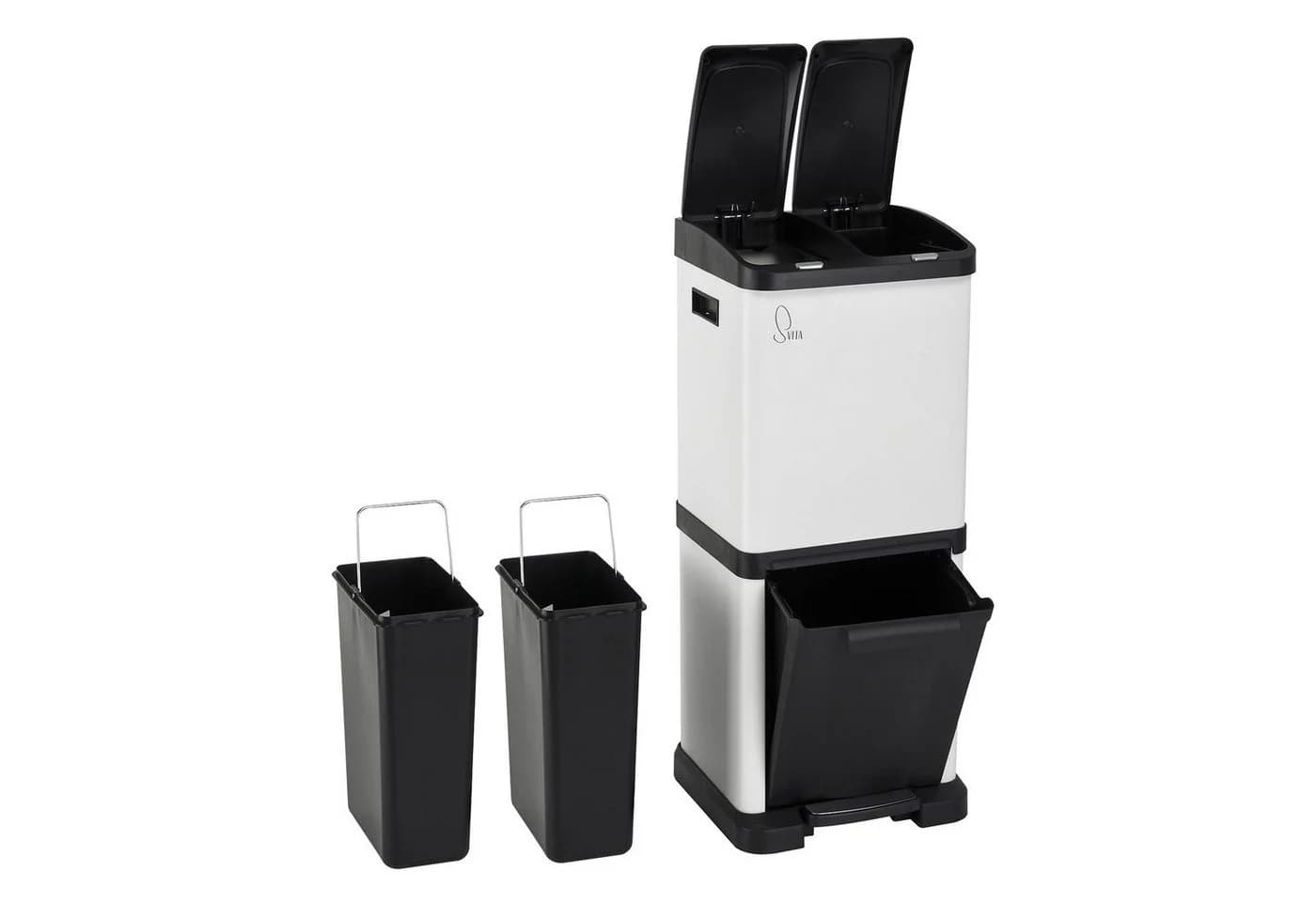 SVITA Mülltrennsystem 3XCombo 32L Weiß mit Tretpedal - Bild 3