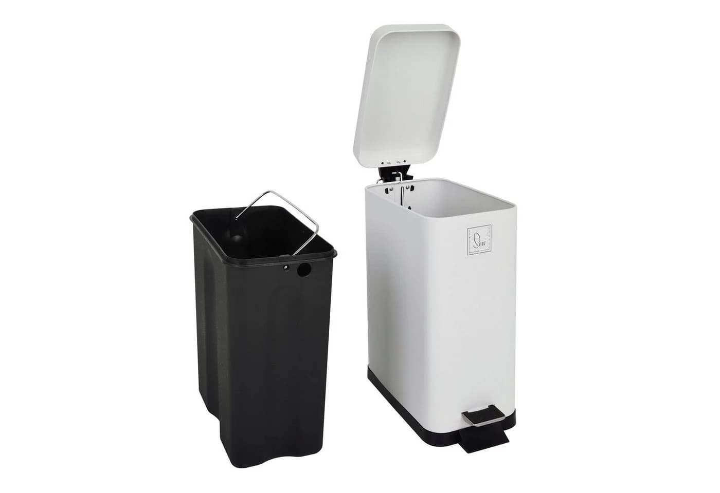 SVITA Treteimer STM10 Weiß Softclose 10L Pulverbeschichteter Stahl