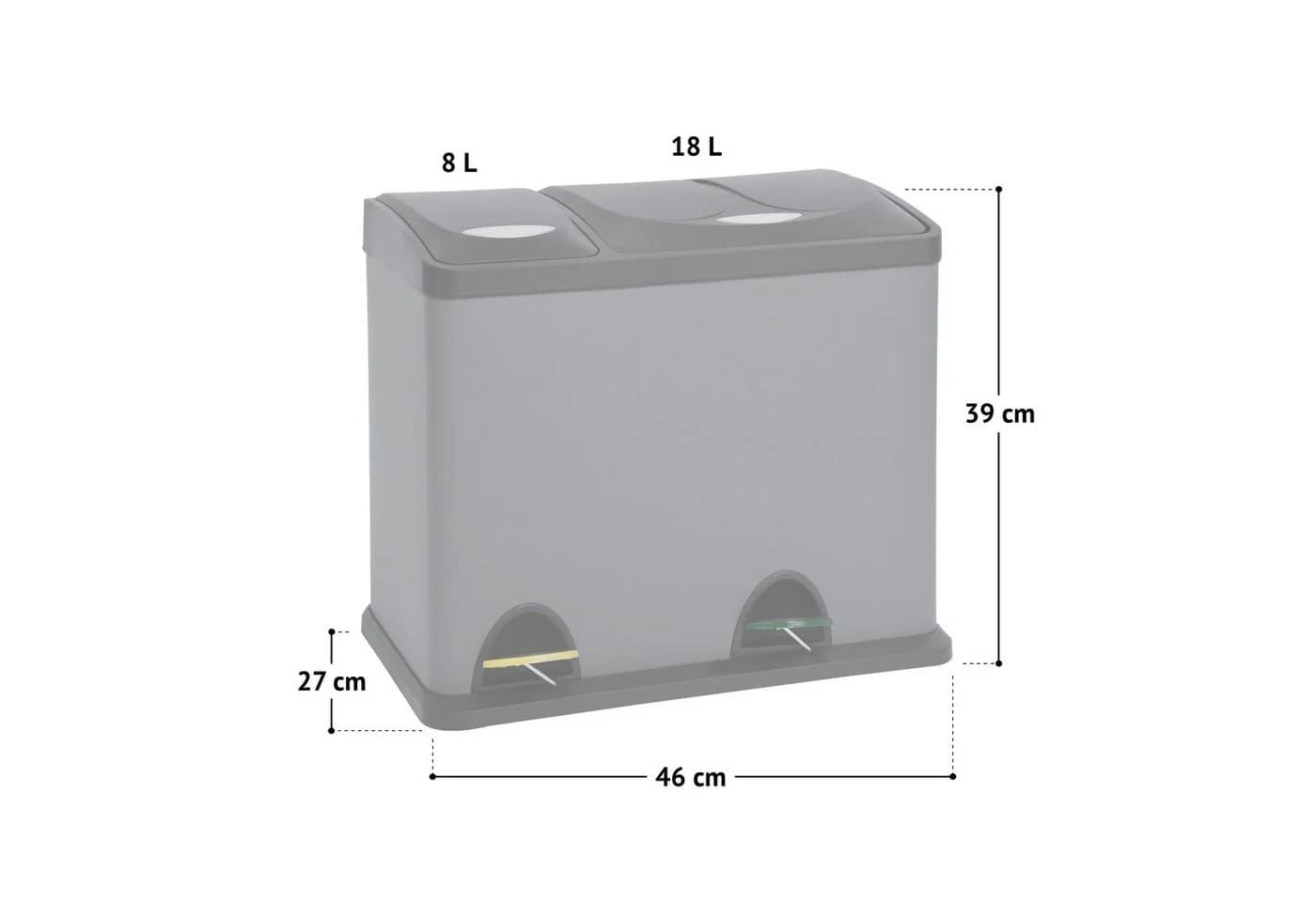 SVITA Mülltrennsystem TC2Combo26 Treteimer Grau 26L - Bild 5