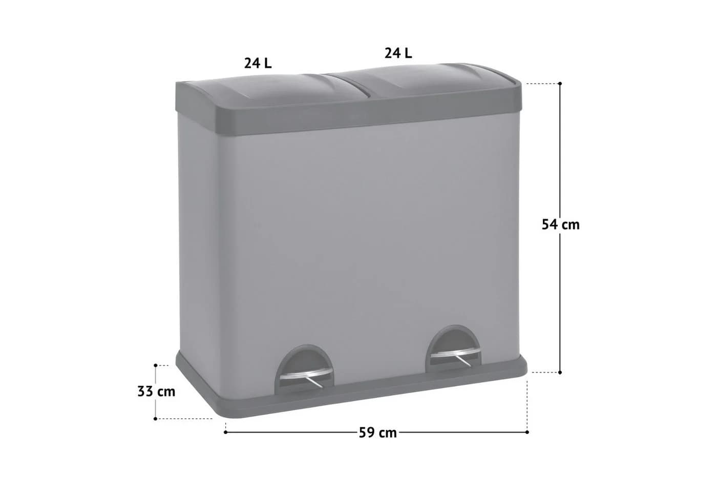 SVITA Mülltrennsystem T2x24 Mülleimer grau mit Tret-Pedal - Bild 5