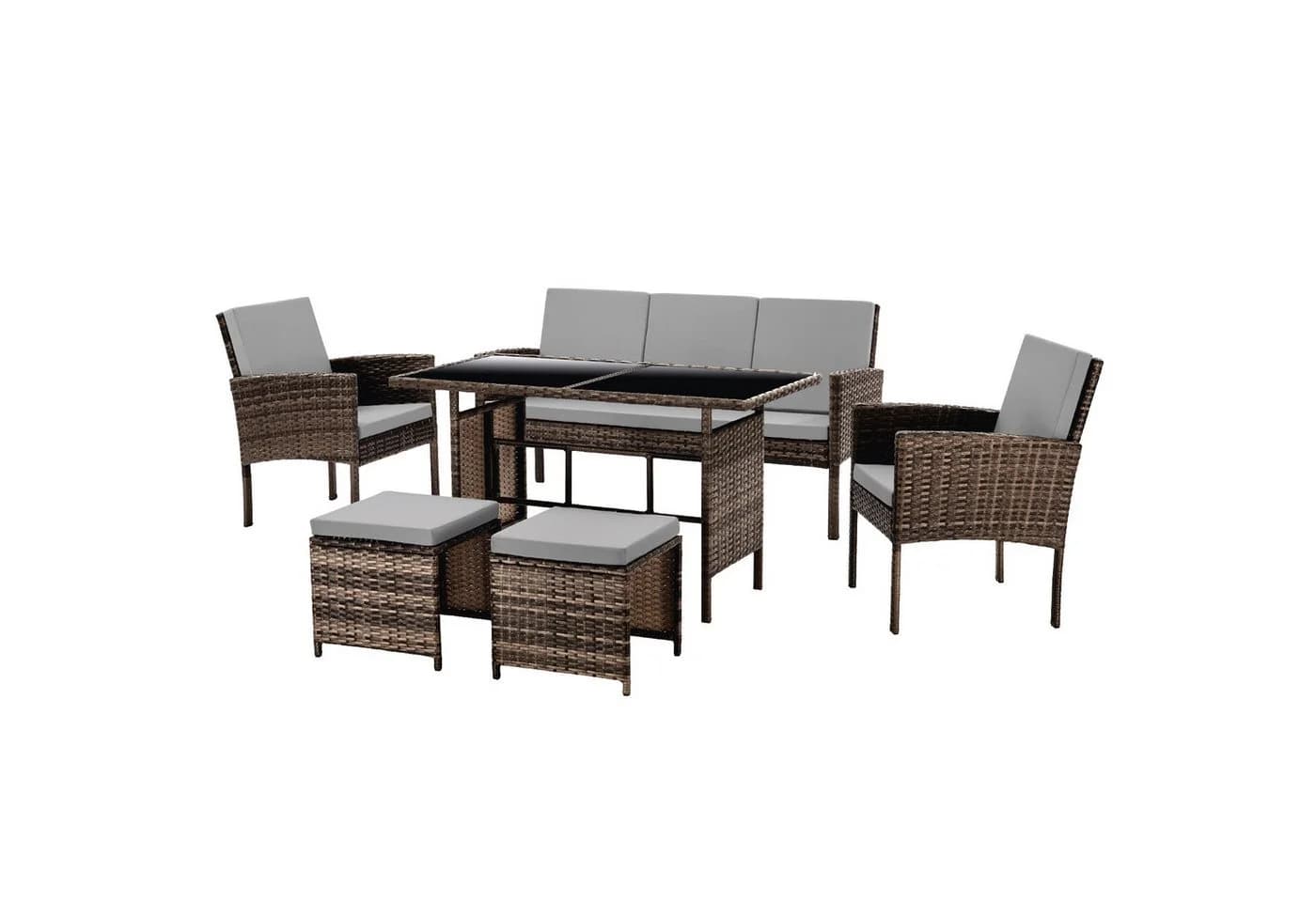 SVITA Gartenlounge-Set DENVER 6-tlg. Braun/Grau Polyrattan mit Kissen - Bild 2