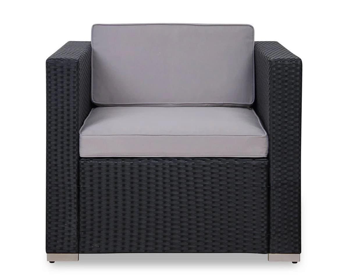 SVITA Loungesessel Schwarz Polyrattan Wetterfest UV-beständig