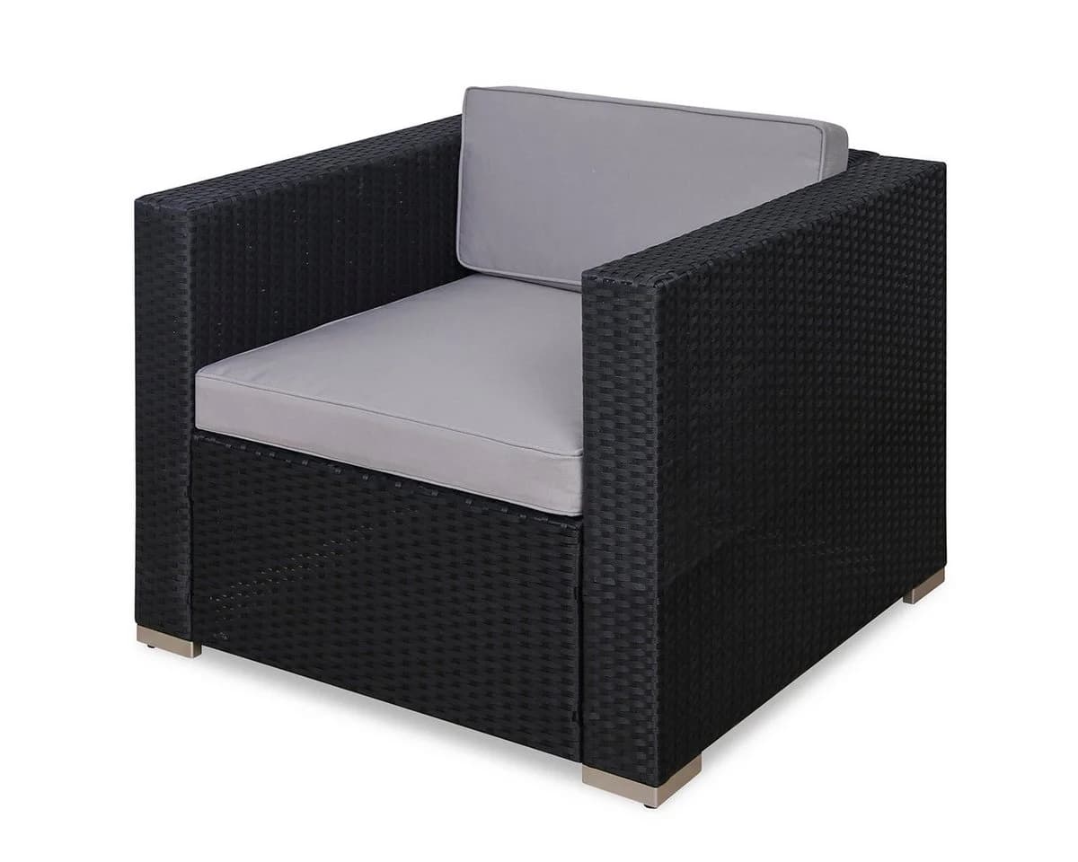 SVITA Loungesessel Schwarz Polyrattan Wetterfest UV-beständig - Bild 2