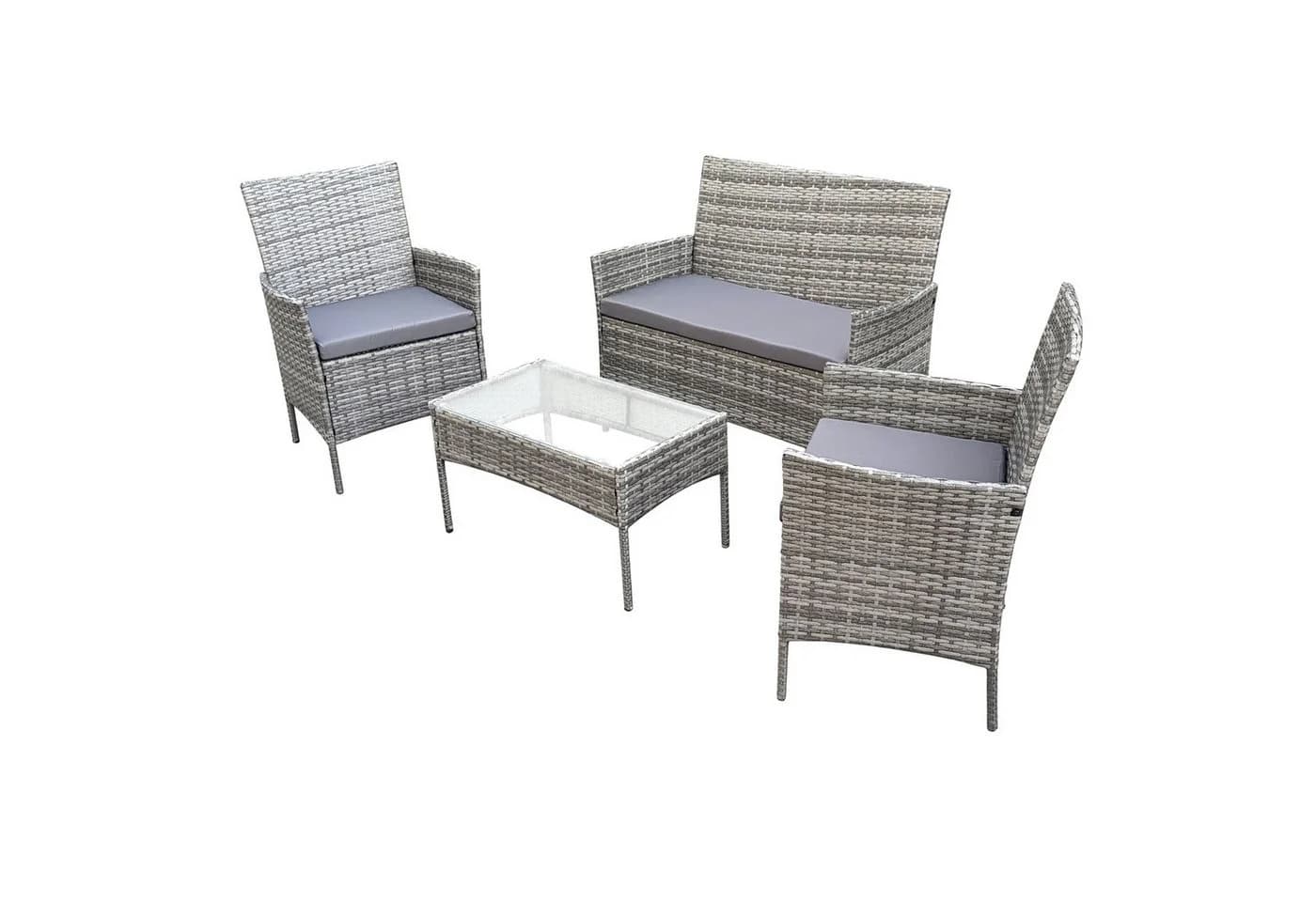 SVITA Sitzgruppe BROOKLYN 4-tlg. Grau Polyrattan mit Glasplatte - Bild 2