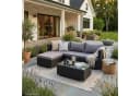 SVITA Loungeset QUEENS 5-tlg. Gartenlounge Grau Schwarz Polyrattan Bild 1