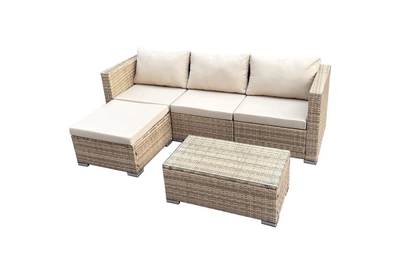 SVITA Loungeset QUEENS 5-tlg. Grau Polyrattan mit Tisch - Bild 2