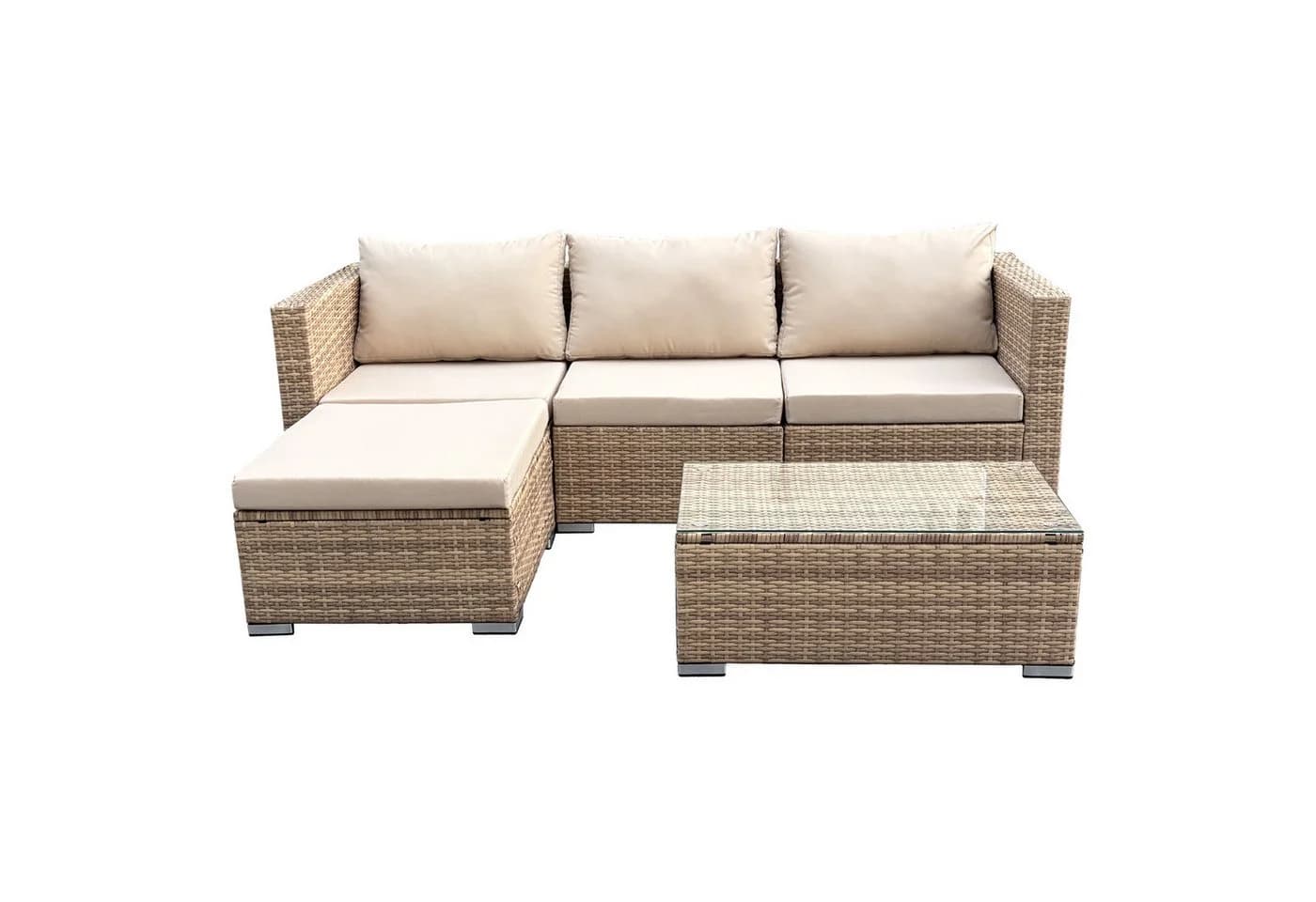 SVITA Loungeset QUEENS 5-tlg. Grau Polyrattan mit Tisch - Bild 5