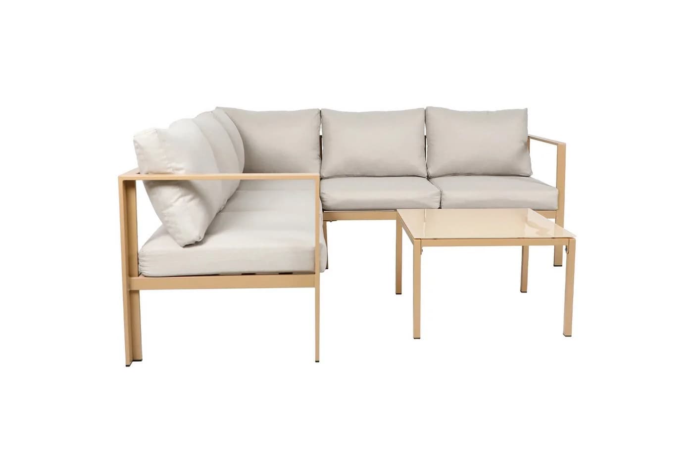 SVITA Gartenlounge-Set MISSOURI 4-tlg. Beige Verzinkter Stahl mit Glasplatte - Bild 5