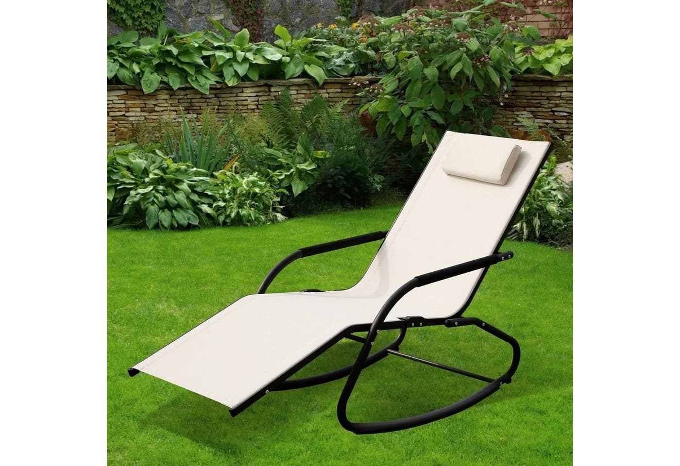 SVITA Schaukelstuhl FJON Schaukelliege Beige Aluminium - Bild 5