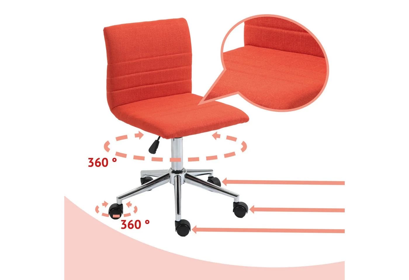 SVITA Schreibtischstuhl LINUS Rot Höhenverstellbar 360° Drehbar - Bild 5