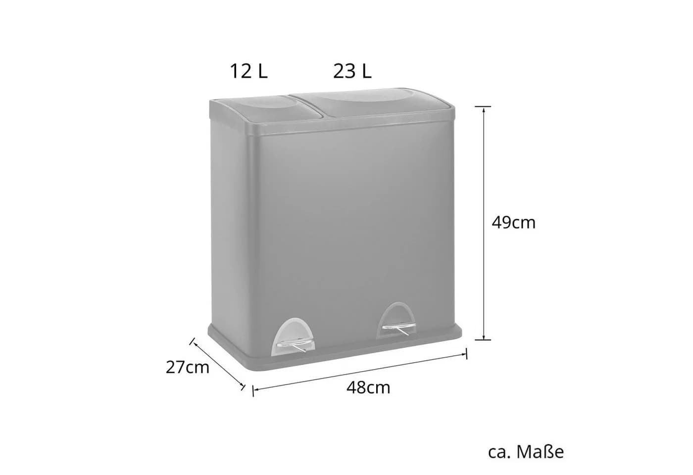 SVITA Mülleimer TC2Combo35 Treteimer Trennsystem Schwarz - Bild 5