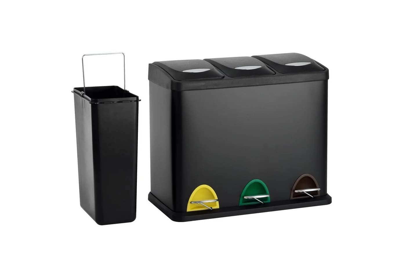 SVITA Mülleimer TC Schwarz Tretpedal 3x8L Stahl