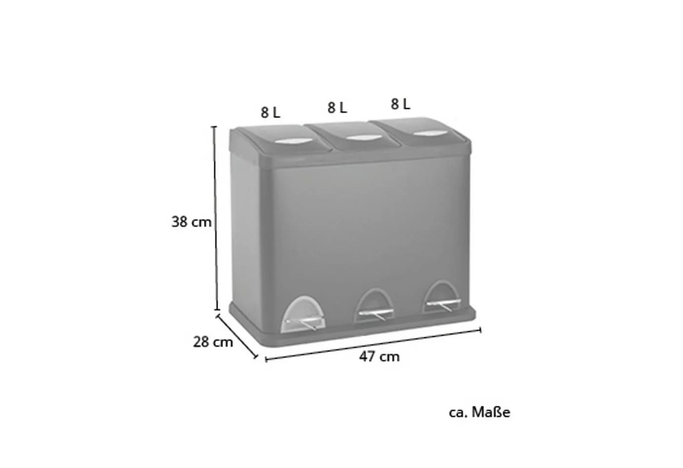 SVITA Mülleimer TC Schwarz Tretpedal 3x8L Stahl - Bild 5
